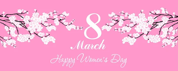 Marzo Día Internacional Mujer Tarjeta Felicitación Fondo Celebración Con Flores — Vector de stock