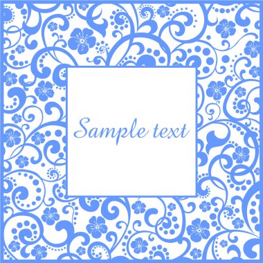  Arka planda çiçek çerçevesi izole edildi. Tasarım elementi. Vektör illüstrasyonu