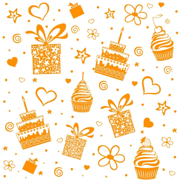 Happy Birthday Seamless Wrapping Paper Vector Illustration — Stock Vector