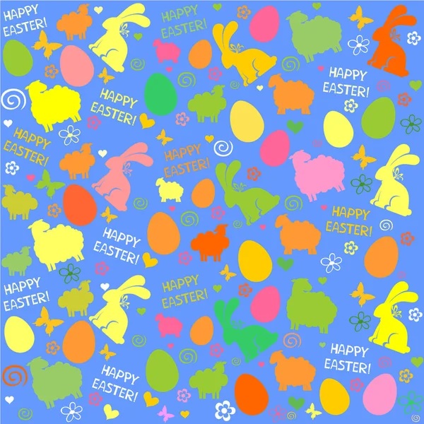 Seamless Easter Pattern Eggs Rabbits Background Vector Illustration — Archivo Imágenes Vectoriales