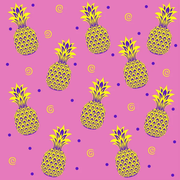 Contemporary art collage. Seamless pattern with pineapples. Exotic tropical fruits. Pop art. Perfect for invitations, greeting cards, posters. Vector Illustration