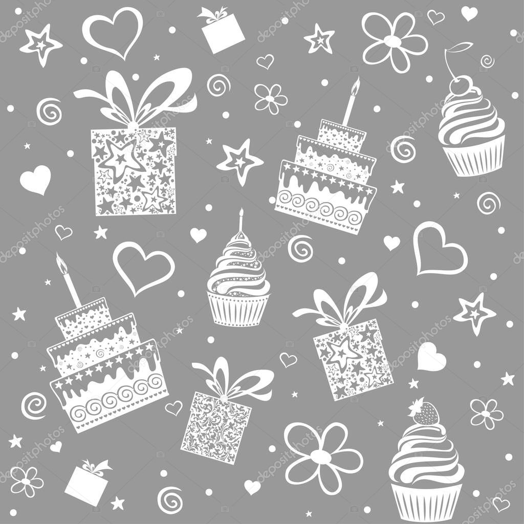 Happy birthday. Seamless wrapping paper. Vector Illustration