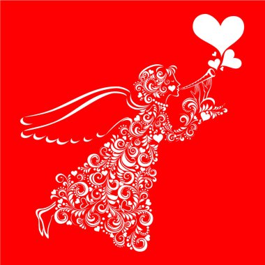 Süs ve kalp meleğinin vektör çizimi