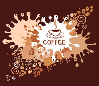 Harfli ve sıçramalı vektör kahve illüstrasyonu