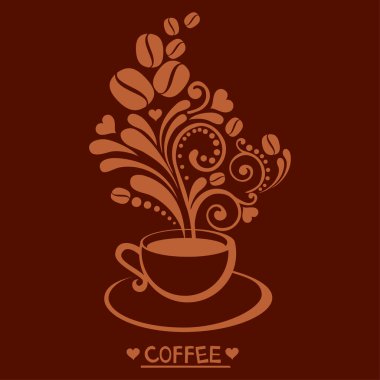 Harfli ve sıçramalı vektör kahve illüstrasyonu