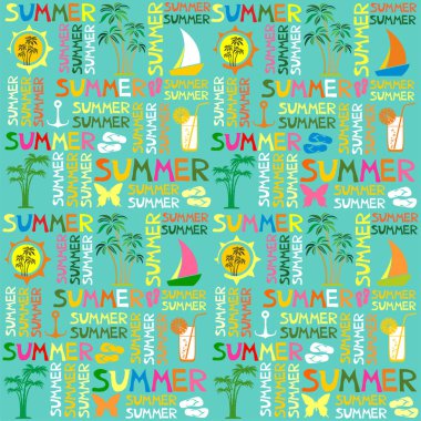 yaz temalı vektör çizgi film illüstrasyonu