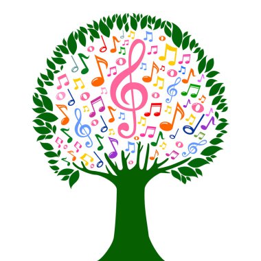 Büyüyen çizgi film ağacı ile vektör illüstrasyonu