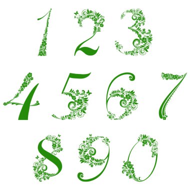 Çiçek elementleriyle süslü sayılar