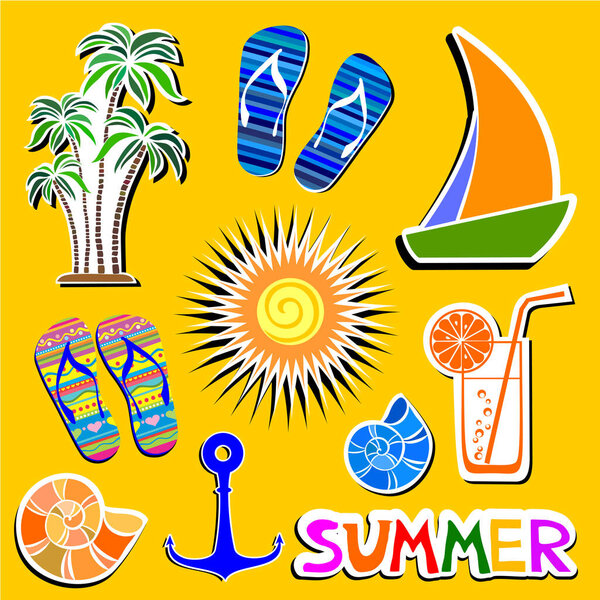 летняя тематическая векторная иллюстрация