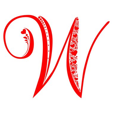 w yazı tipi harfi beyaz arkaplanda izole edildi