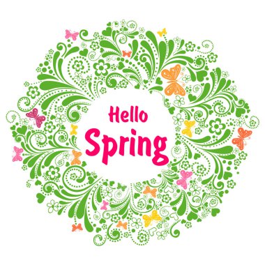 Merhaba bahar temalı vektör illüstrasyonu