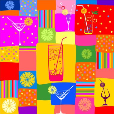 Vektör illüstrasyonu, dijital meyve arkaplanı 