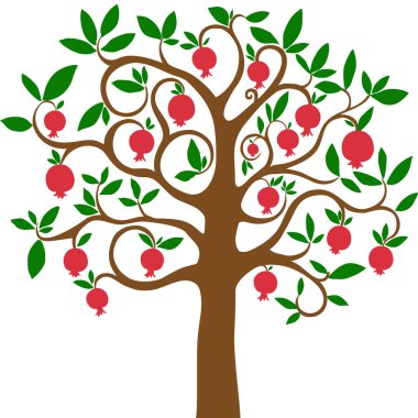 Büyüyen çizgi film ağacı ile vektör illüstrasyonu