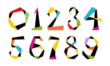 Geometrik yazı tipi numaraları ayarlandı, vektör illüstrasyonu