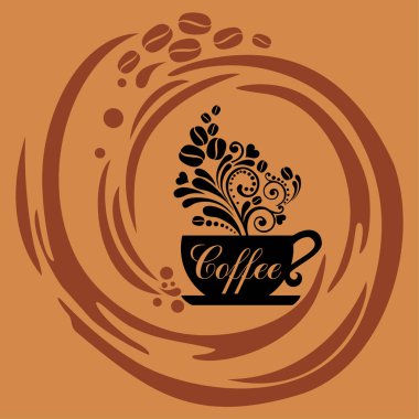 çizgi film kahve fincanı vektör posteri