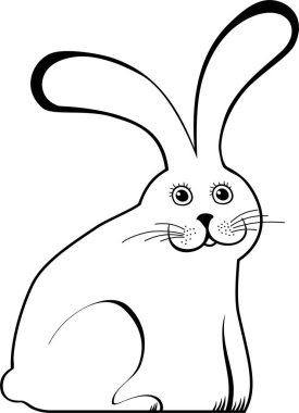 Beyaz arka planda izole edilmiş şirin çizgi film tavşanı.