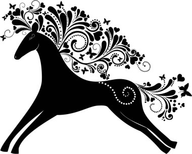 karikatür atı beyaz arkaplanda izole edildi