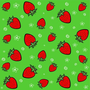 çilek, dut karikatür vektör deseni, dijital arkaplan