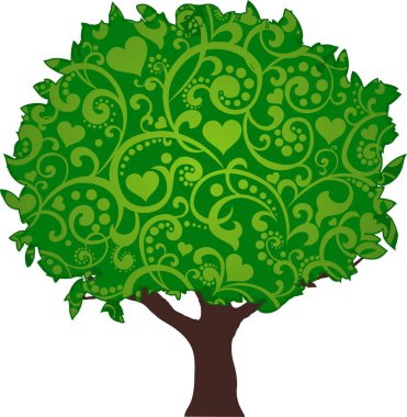 Büyüyen çizgi film ağacı ile vektör illüstrasyonu