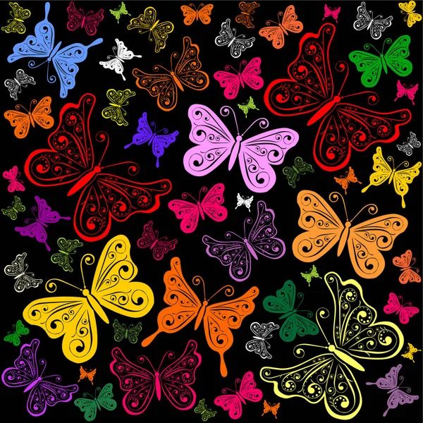 Kelebekler karikatür vektör deseni, dijital arkaplan