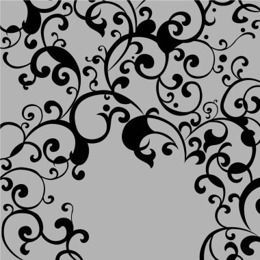 gri arkaplanda siyah girdaplı süsler