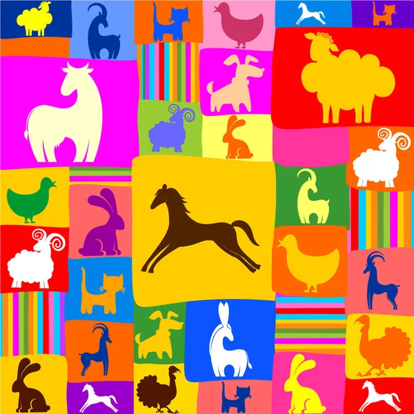 Animals Set Vector Illustration Background — Stock Vector