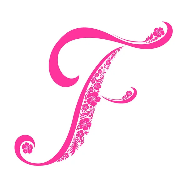 Alphabet Floral Lettre Vectoriel Illustration Fond — Image vectorielle