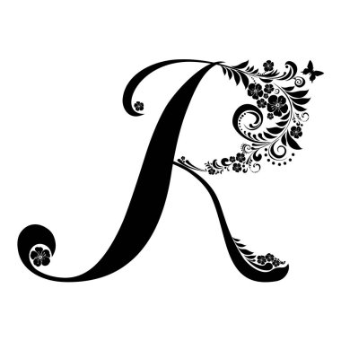 Çiçek alfabesi harf vektör resimleme arkaplanı 