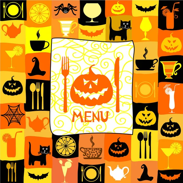 Halloween Menu Vettoriale Illustrazione Sfondo — Vettoriale Stock