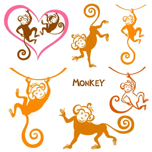 Opičí Vektorové Ilustrace Pozadí — Stockový vektor