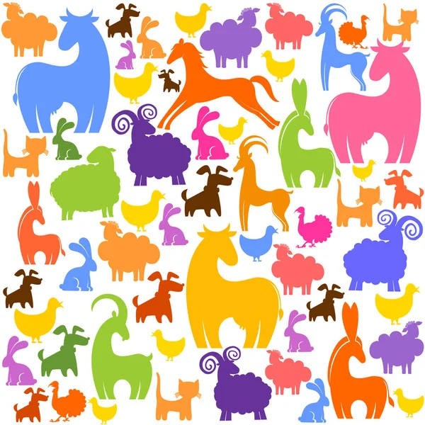 Set Van Dieren Vector Illustratie Achtergrond — Stockvector