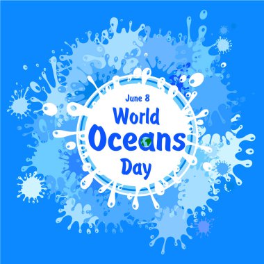 Dünya Okyanusu Günü 8 Haziran vektör illüstrasyon arkaplanı 