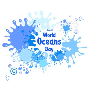 Dünya Okyanusu Günü 8 Haziran vektör illüstrasyon arkaplanı 