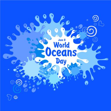 Dünya Okyanusu Günü 8 Haziran vektör illüstrasyon arkaplanı 
