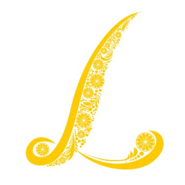 Çiçekli alfabe harfi L vektör illüstrasyon arkaplanı 