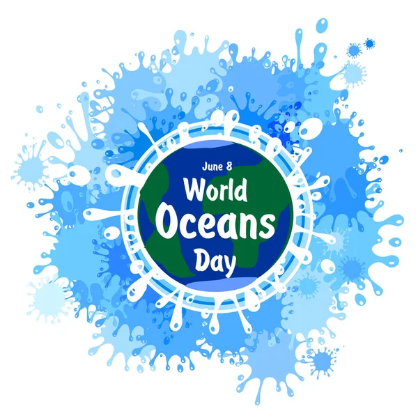 Journée Mondiale Océan Juin Illustration Vectorielle Fond — Image vectorielle