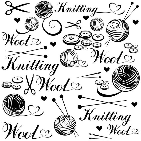 Knitting Concept Vector Illustration Background — Stock Vector