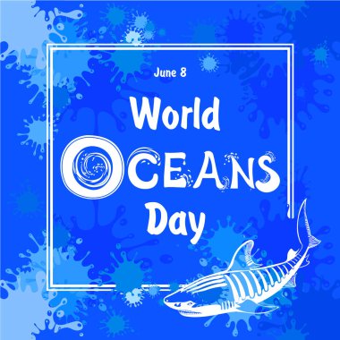 Dünya Okyanusu Günü 8 Haziran vektör illüstrasyon arkaplanı 