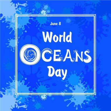 Dünya Okyanusu Günü 8 Haziran vektör illüstrasyon arkaplanı 