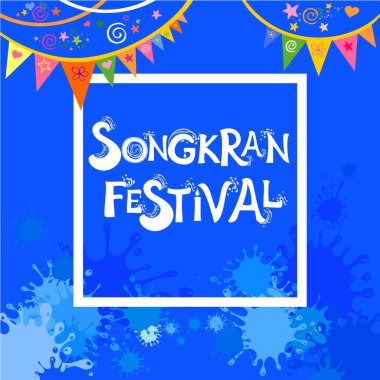 Tayland 'da Songkran Festivali vektör illüstrasyonu 