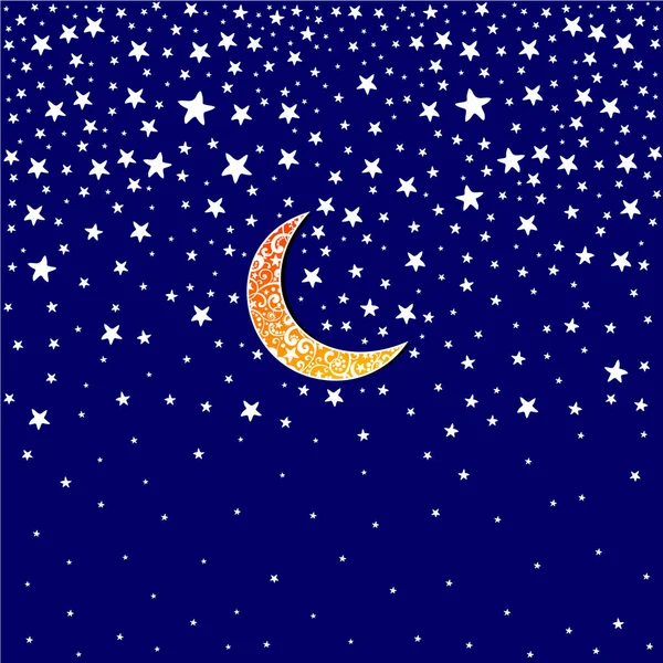 Lune Étoiles Vecteur Illustration Fond — Image vectorielle