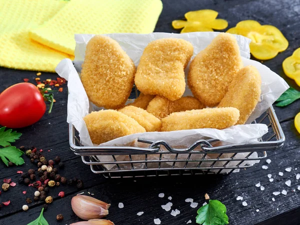 Nuggets Pollo Crujientes Fritos Madera — Foto de Stock
