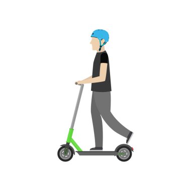 Düz tasarım insanlar scooter vektör grafiklerine biner