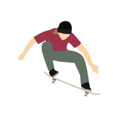 Düz karakter kaykaycı vektör grafikleri