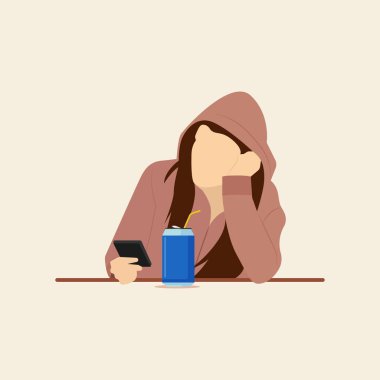 Düz karakterli kadın hayal kuran vektör grafikleri