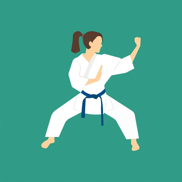 Düz karakter karate vektör grafikleri