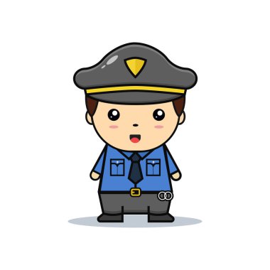 Kawaii illüstrasyon polis vektör grafikleri