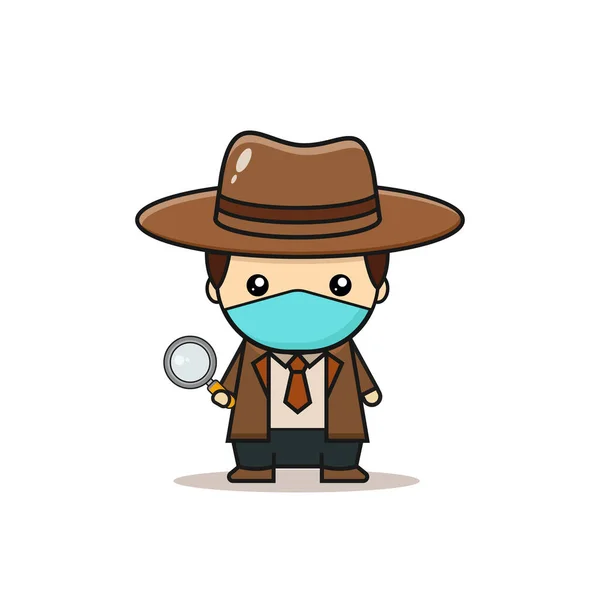 Kawaii illüstrasyon dedektif vektör grafikleri