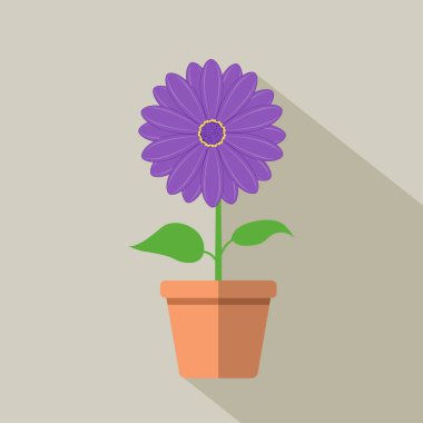 Düz dizayn mor çiçek ve esrar vektör grafikleri