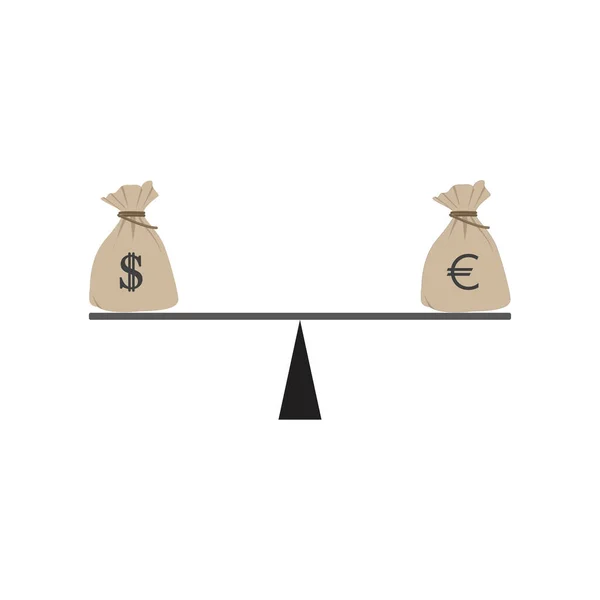 Skalenvergleich Zwischen Dollar Und Eurovektorgrafik — Stockvektor